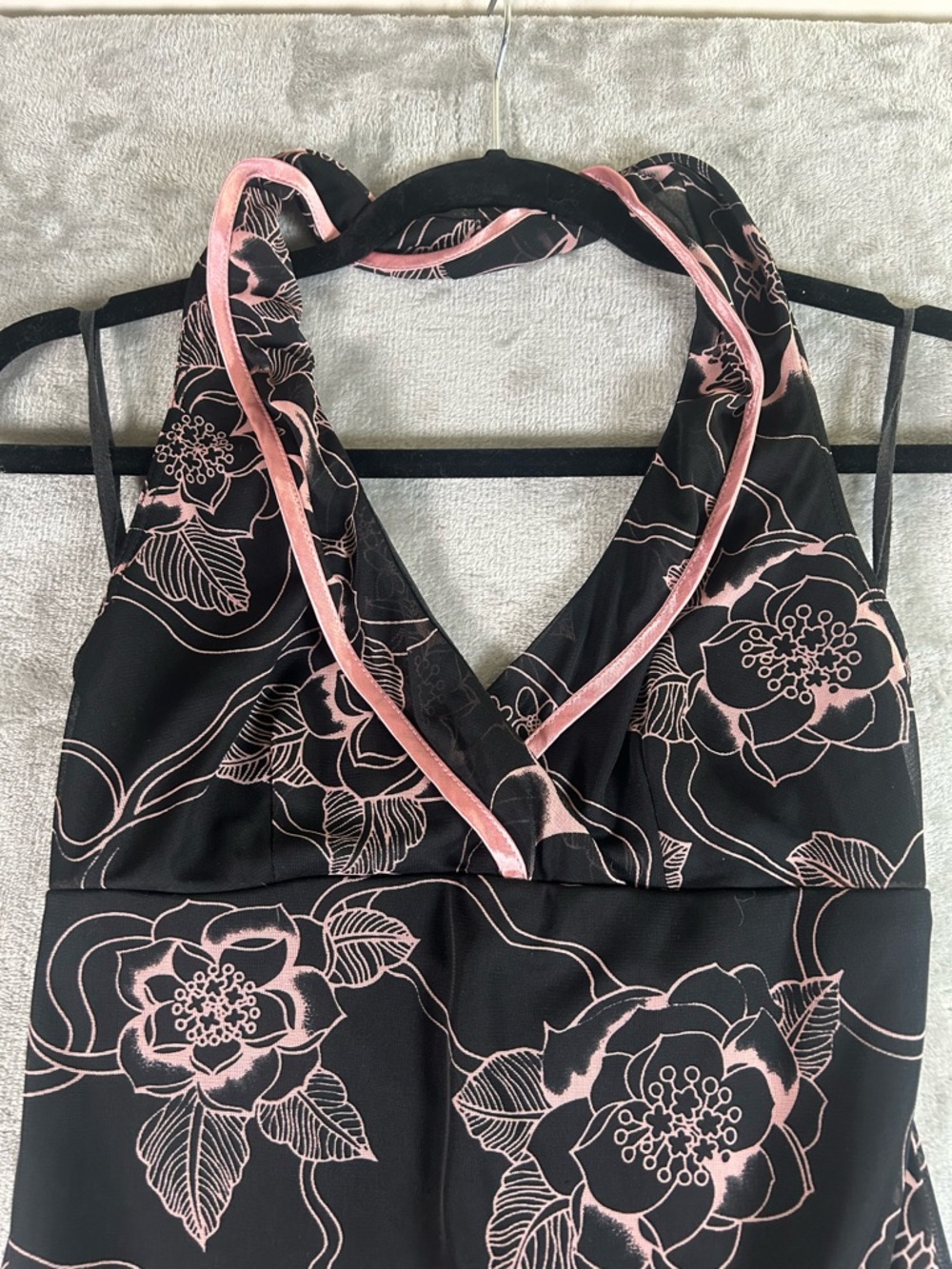 Vintage ruby rox Black & Pink Floral Halter Maxi Dress - Picture 8 of 10